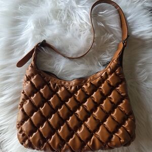 Quilted Shoulder Bag in Caramel Brown